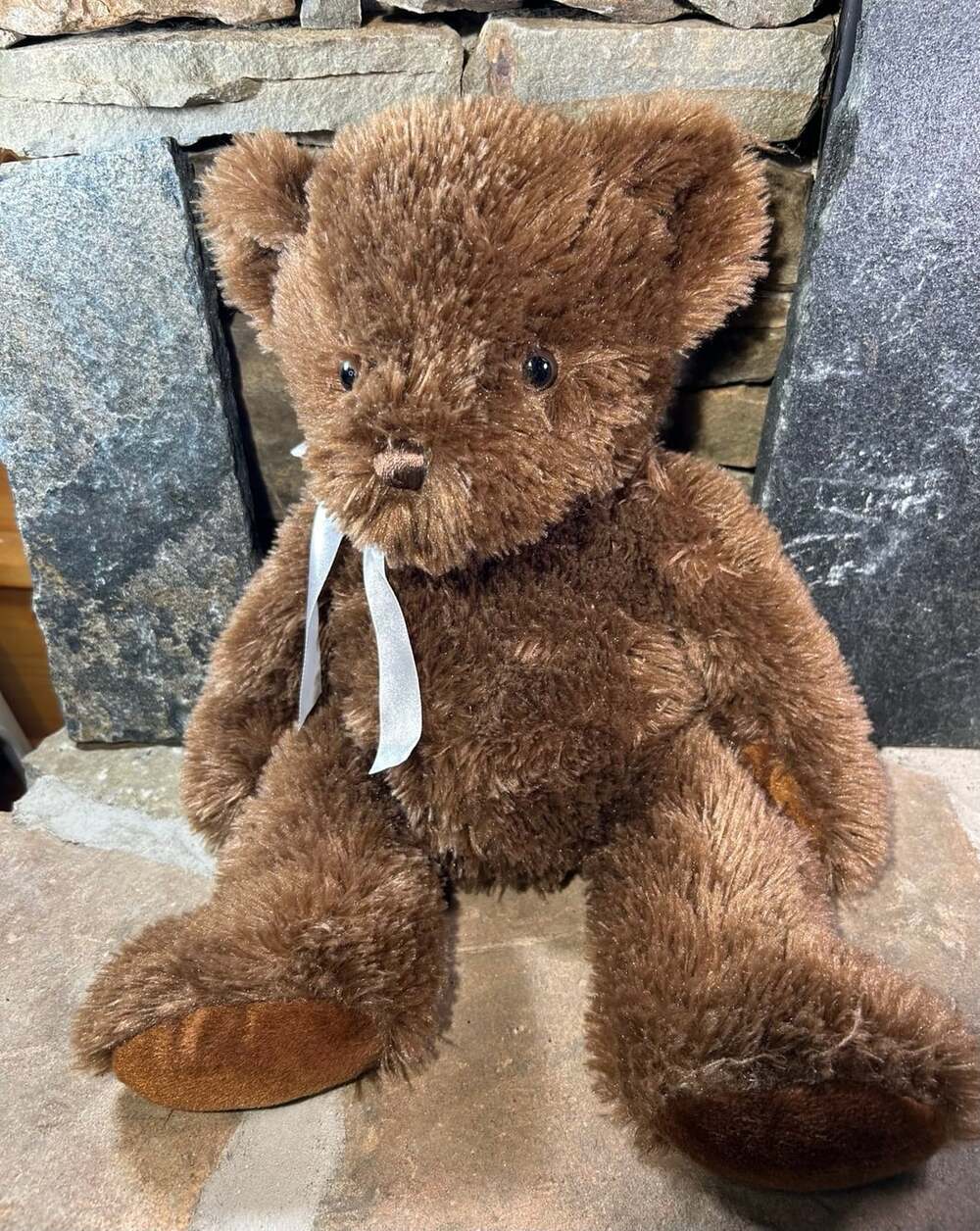 Yankee Candle Co Brown Bear bean butt plush  rare cream satin bow